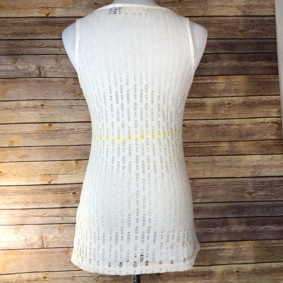 Miss Me White & Tan Destructed Chiffon Tank Top - Picture 2 of 8